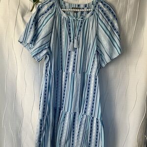 Blue and White Striped Dress